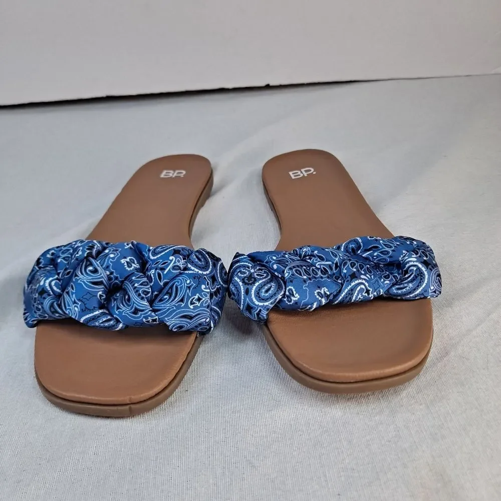 BP. Santos2 Women's Slide Sandals Size 8.5 Blue Bandana Braided